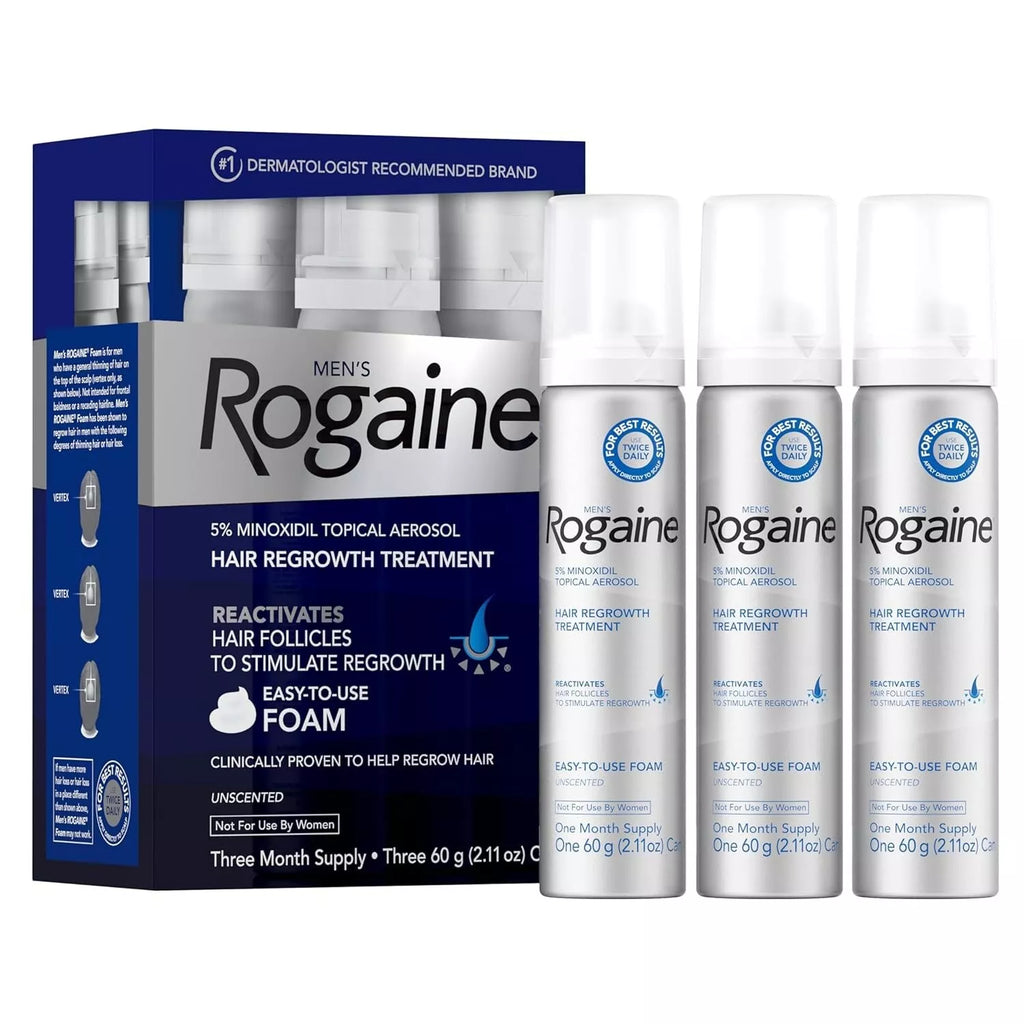 Rogaine for Men Hair Regrowth FOAM Extra Strength 2 OZ Bottles (Box has 3 )